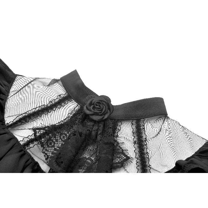 Gothic-Chiffonkleid für Damen mit Puffärmeln, asymmetrischem Saum und mehreren Lagen – Hochzeitskleid