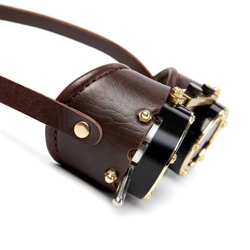 Unisex Steampunk-Brille mit roten Gläsern