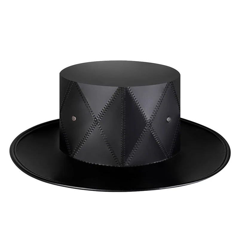 Unisex Punk Zylinder mit geometrischem Muster und Kreuzstich
