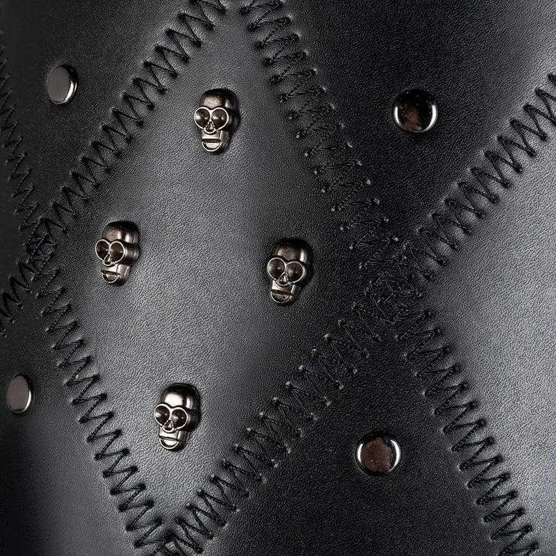 Unisex Punk Zylinder mit geometrischem Muster und Kreuzstich