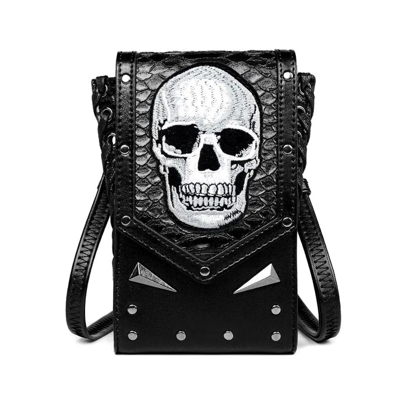 Punk-Nietentasche mit Totenkopfmuster für Damen