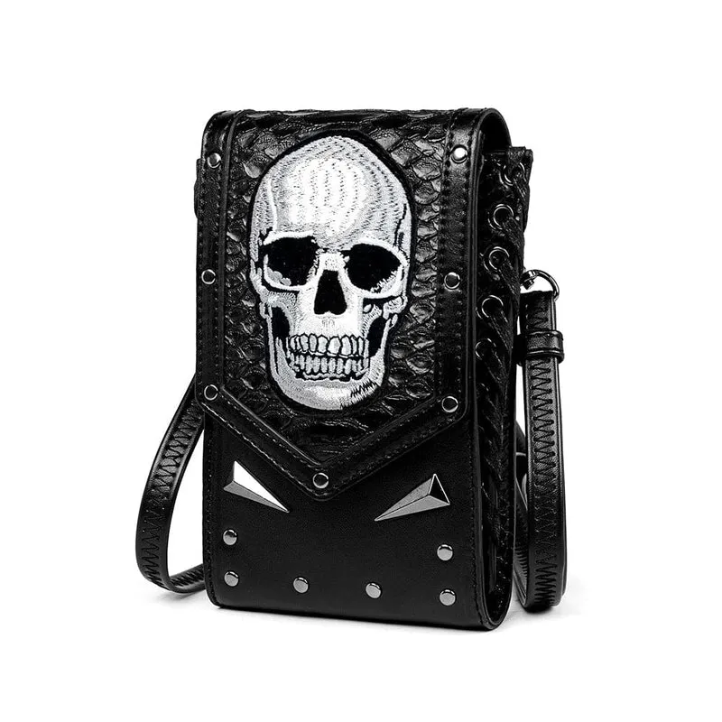 Punk-Nietentasche mit Totenkopfmuster für Damen