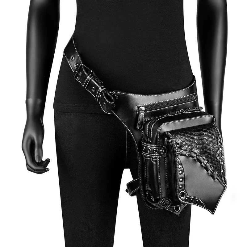 Unisex Punk Schlangenleder-Bauchtasche