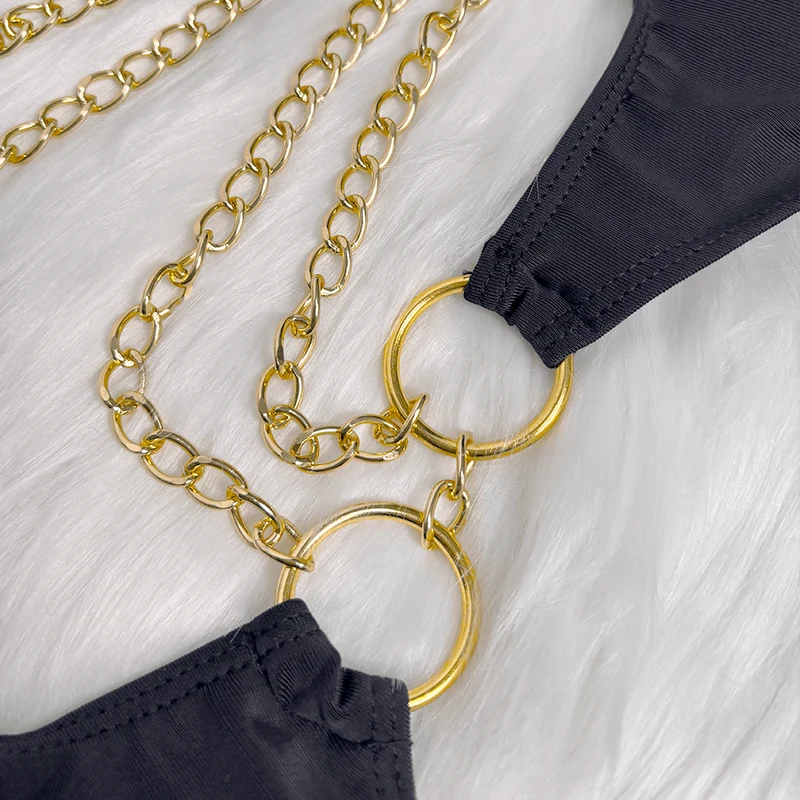 Grunge-Badeanzug mit Ringkette und Cutout für Damen