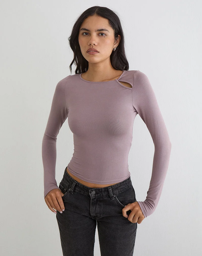 Kalais Langarm-Twist-Top in Staubigem Mauve