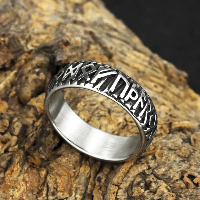 Punk-Ring mit nordischen Runen für Herren