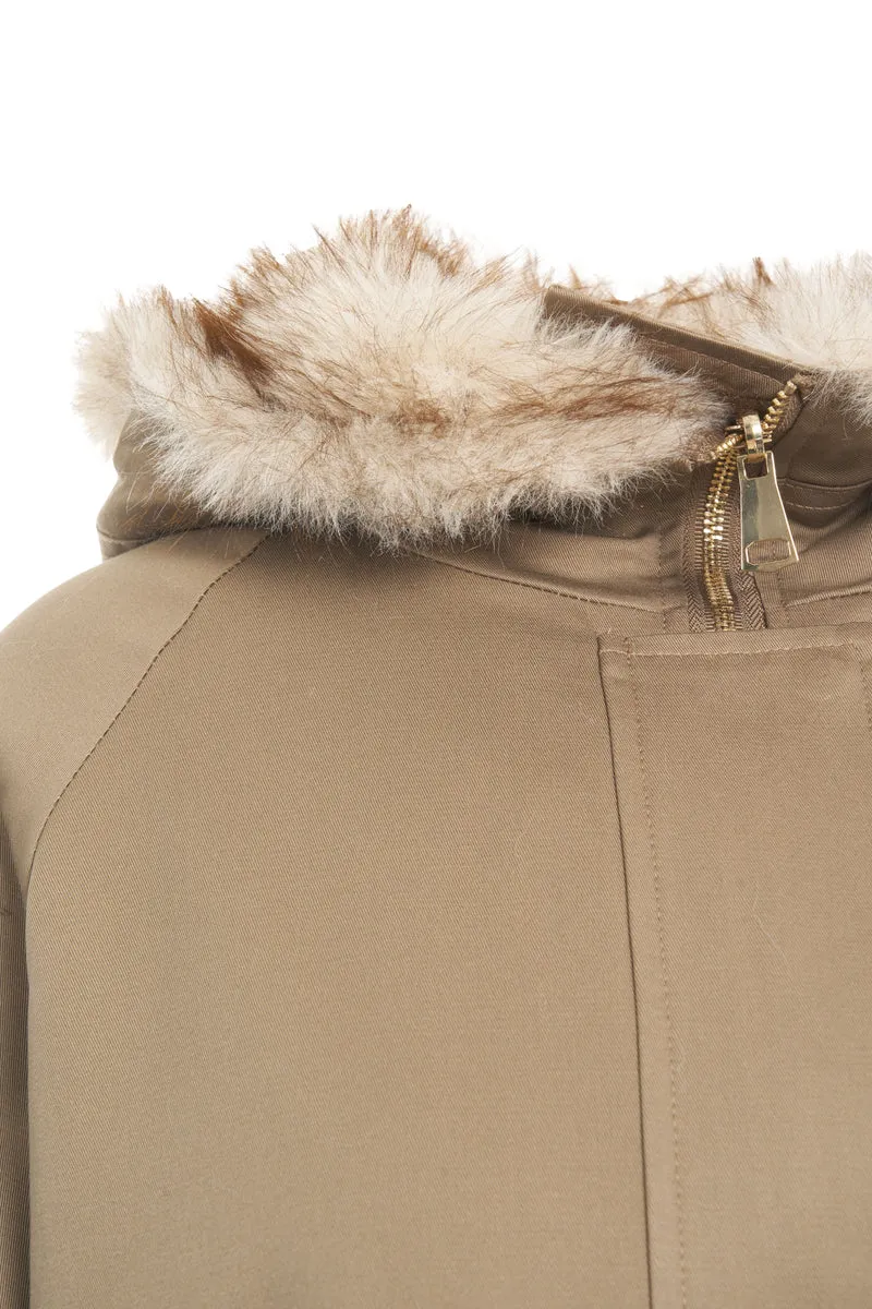 Parka con bordo in pelliccia staccabile