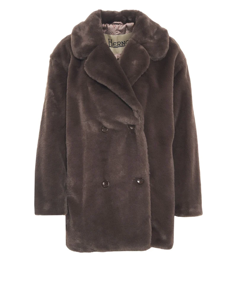 Cappotto corto in pelliccia sintetica