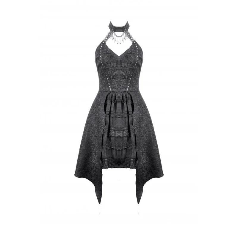 Gothic-Spitzenkleid mit Neckholder für Damen, ideal für Partys und Abschlussfeiern