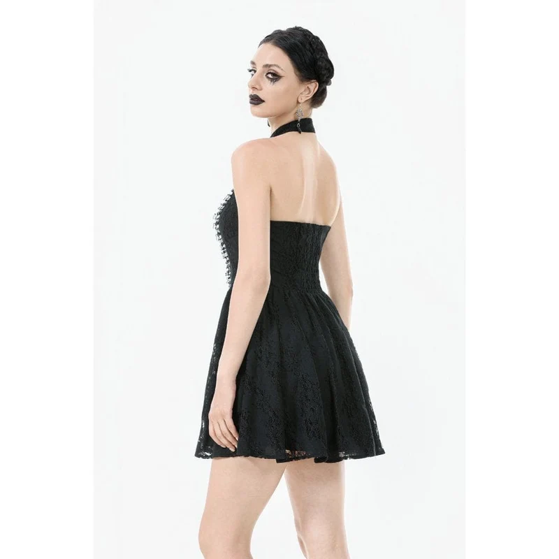 Gothic Neckholder-Kurzkleid aus Spitze für Damen