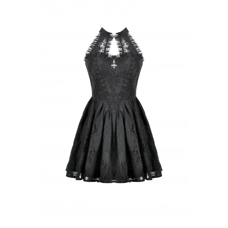 Gothic Neckholder-Kurzkleid aus Spitze für Damen