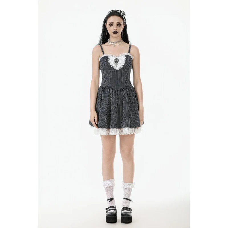 Gothic Lolita Nadelstreifen-Unterkleid für Damen, Abschlusskleid