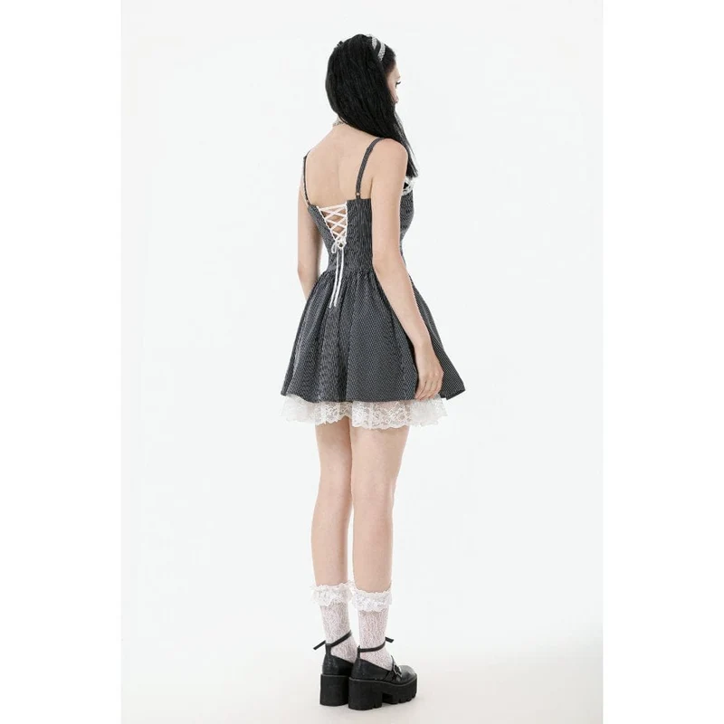 Gothic Lolita Nadelstreifen-Unterkleid für Damen, Abschlusskleid