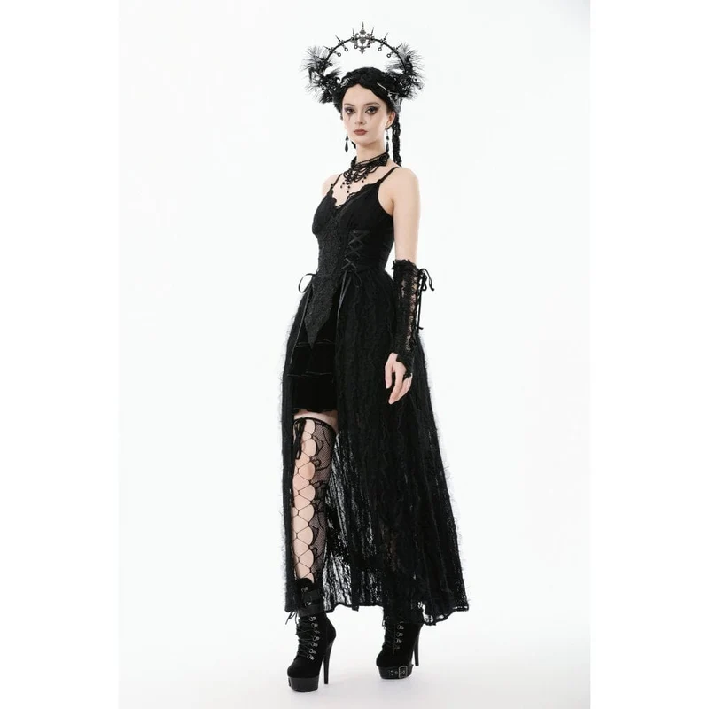 Gothic-Brautkleid mit Blumenstickerei und Schnürung für Damen
