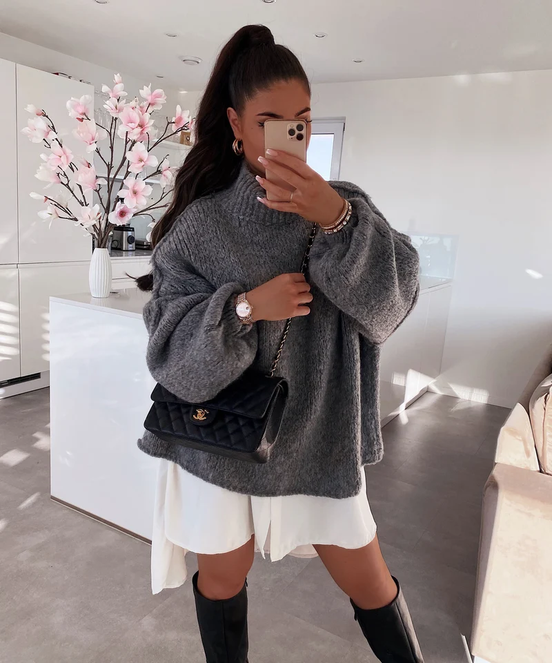 Oversize Pullover Nata Dunkelgrau
