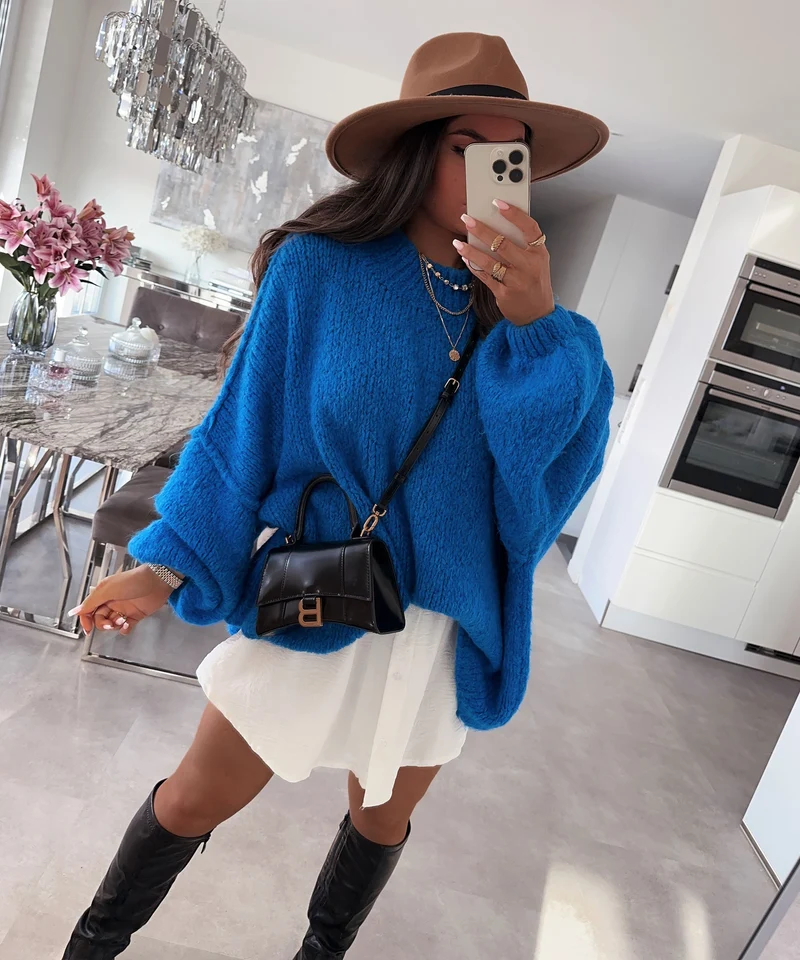 Oversize Pullover Nata Royalblau