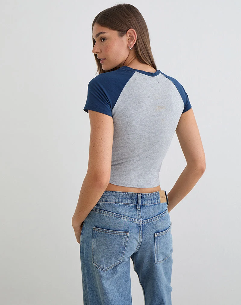 Agneta T-Shirt in Grau meliert und Marineblau