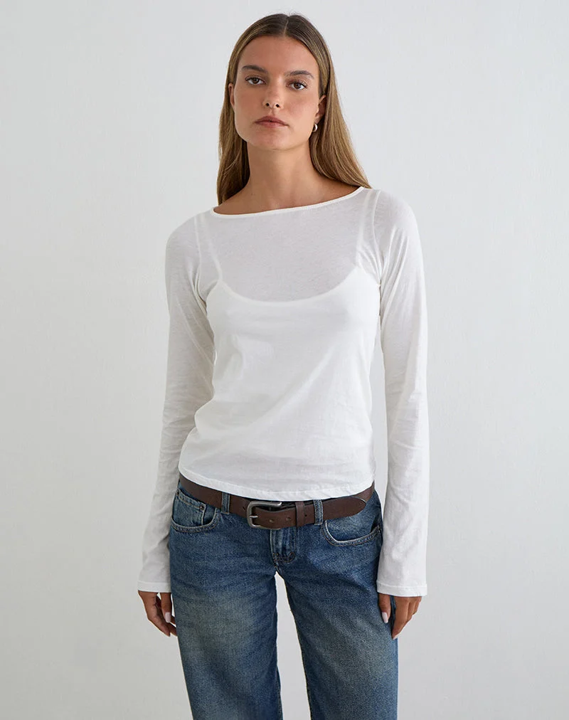 Levon Langarm-Oberteil aus Jersey in Off-White