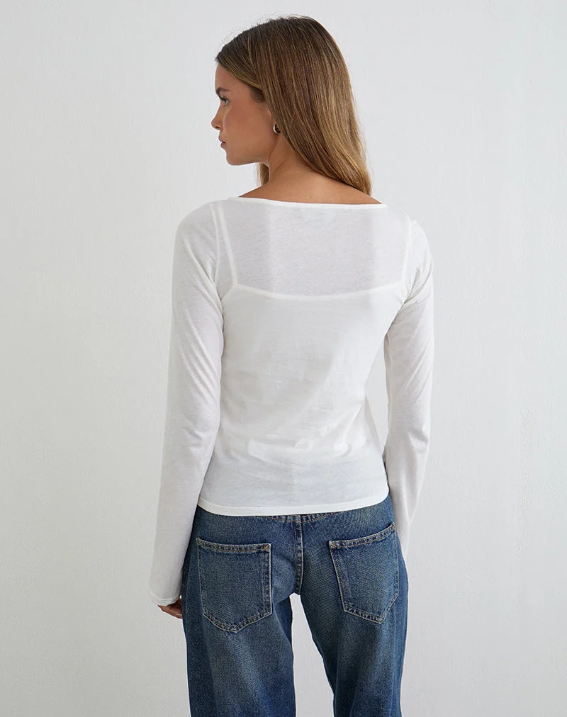 Levon Langarm-Oberteil aus Jersey in Off-White
