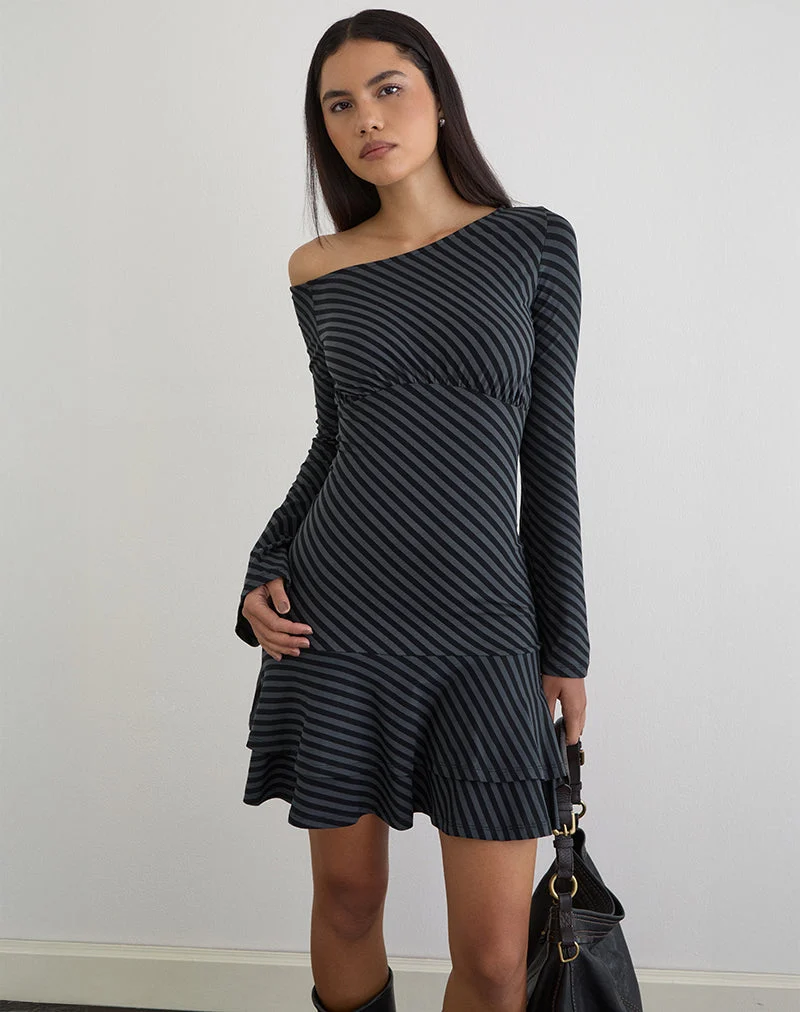 Hongsai Minikleid mit schrägen Streifen in Ocean Storm