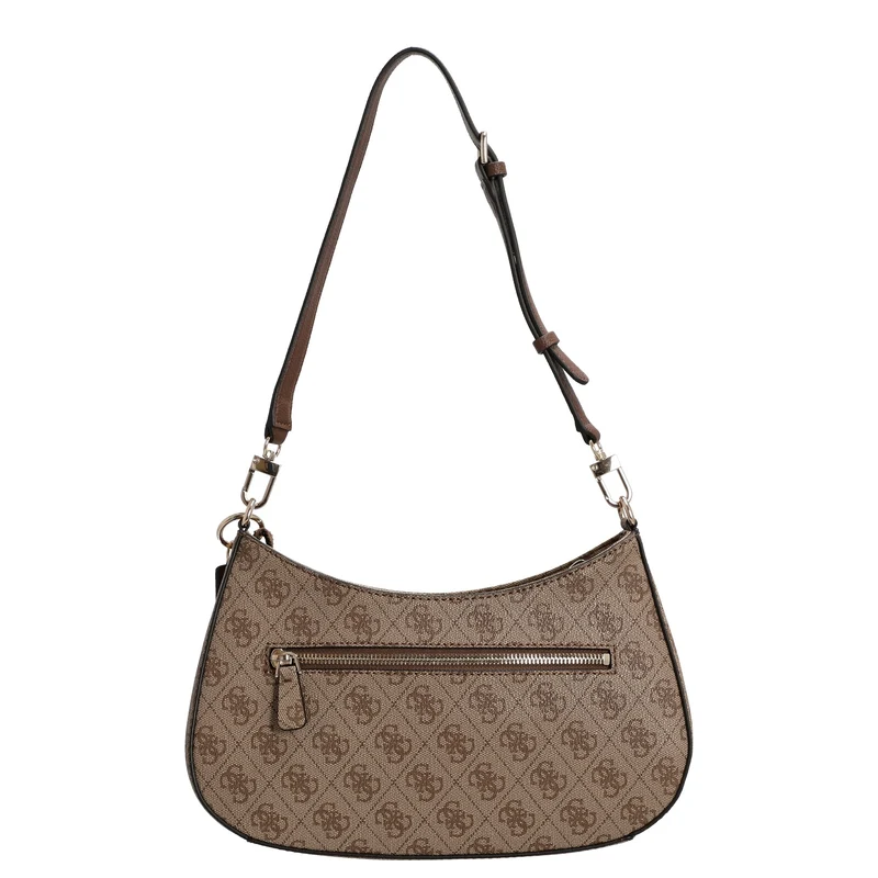 Guess Noelle II Top Zip - Bolso de hombro 28 cm (latte logo/brown)