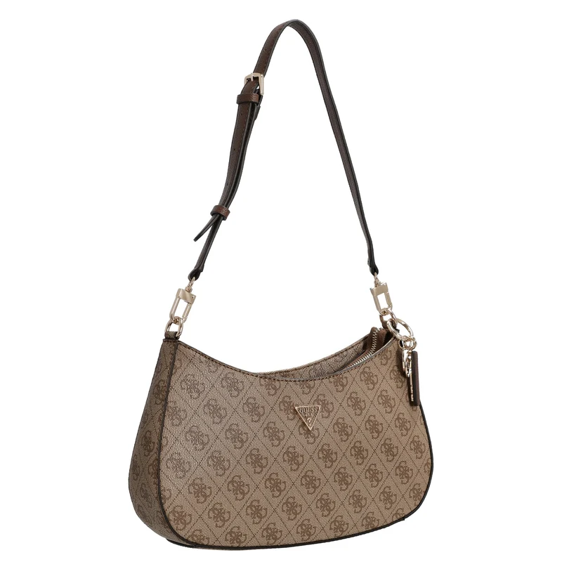 Guess Noelle II Top Zip - Bolso de hombro 28 cm (latte logo/brown)