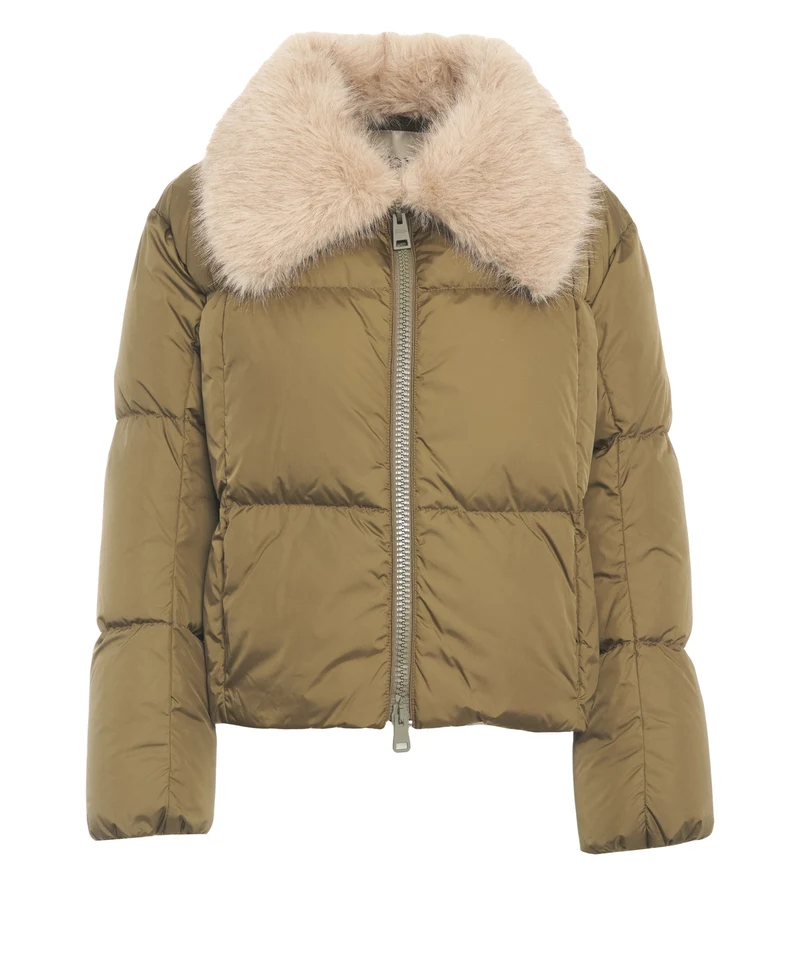 Giacca puffer con collo in pelliccia
