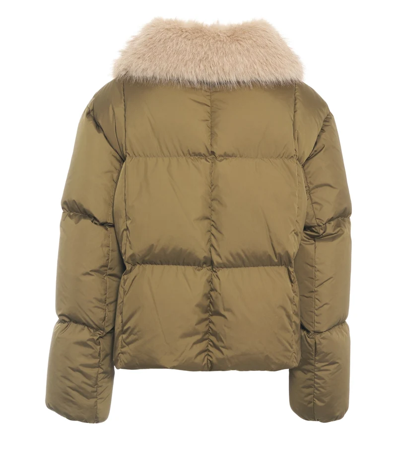 Giacca puffer con collo in pelliccia