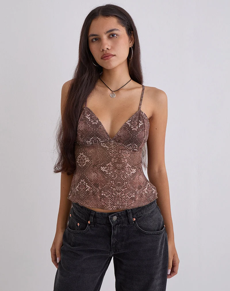 Elowyn Cami-Top in Oversized-Schlangenlederoptik