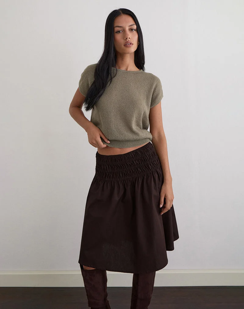 Sorin Top mit tiefem Bund aus Khaki-Strick