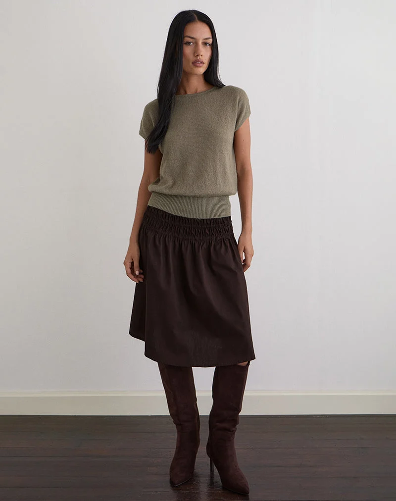 Sorin Top mit tiefem Bund aus Khaki-Strick