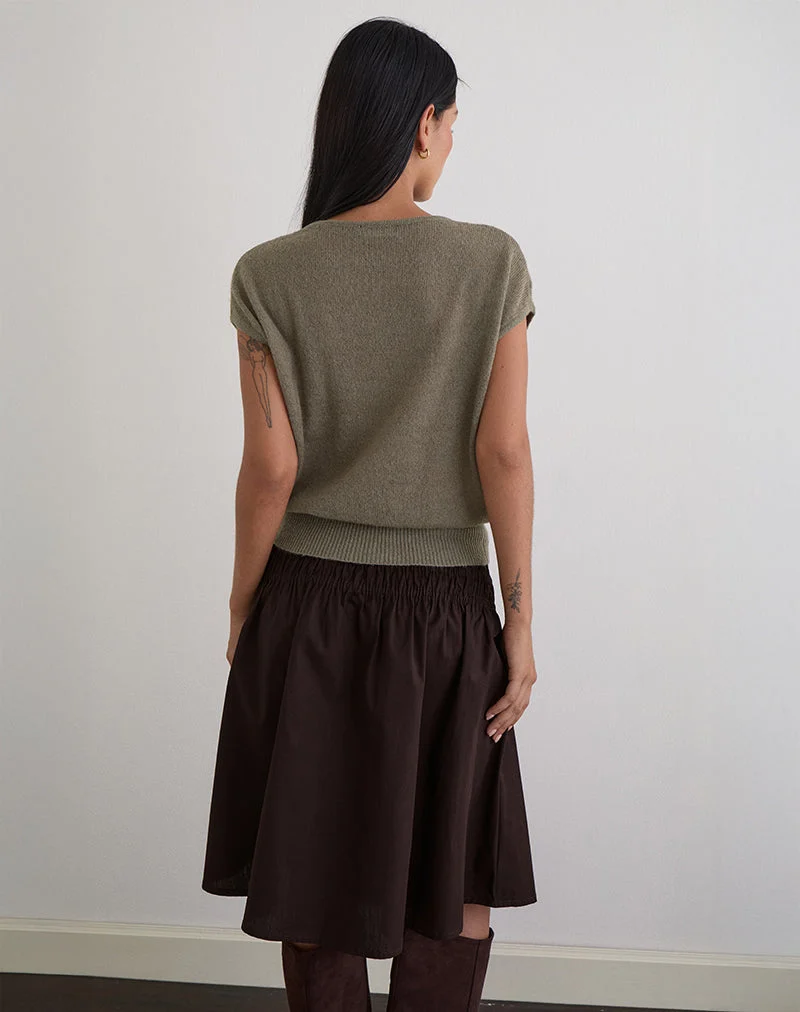 Sorin Top mit tiefem Bund aus Khaki-Strick