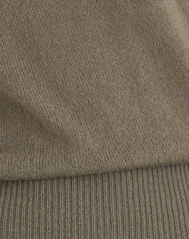 Sorin Top mit tiefem Bund aus Khaki-Strick