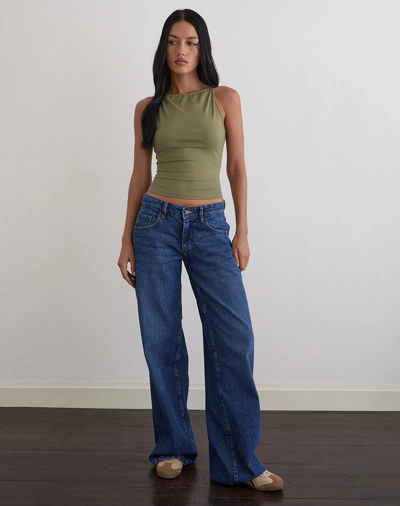 Dudley Vest Top aus Jersey Khaki