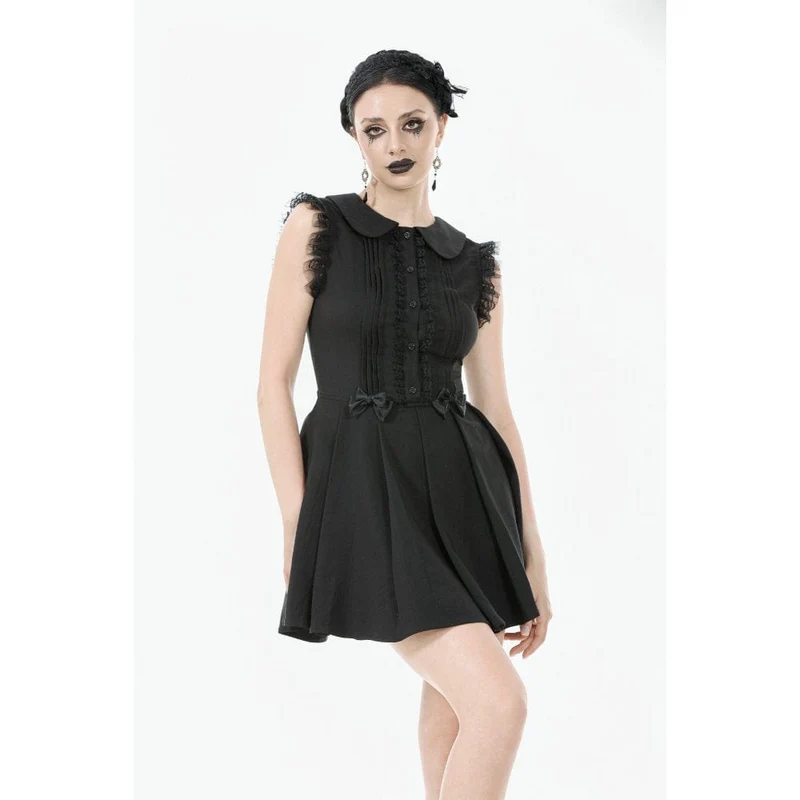Gothic-Kleid mit Schleife, Falten und ärmellos für Damen, Abschlusskleid