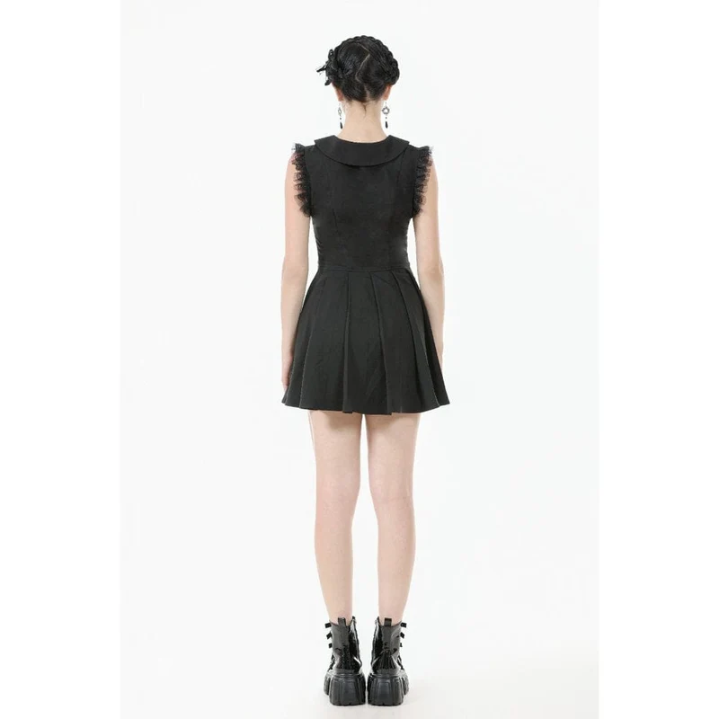 Gothic-Kleid mit Schleife, Falten und ärmellos für Damen, Abschlusskleid