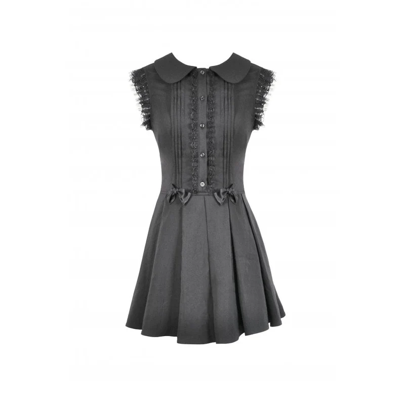 Gothic-Kleid mit Schleife, Falten und ärmellos für Damen, Abschlusskleid
