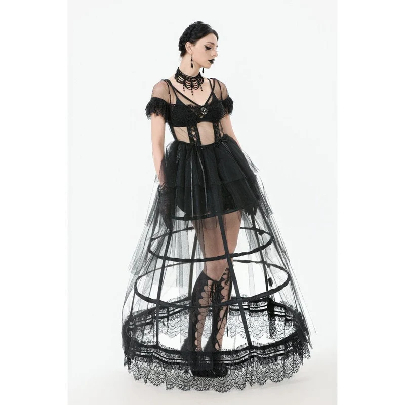 Gothic-Mehrschichtkleid aus transparentem Netzstoff für Damen
