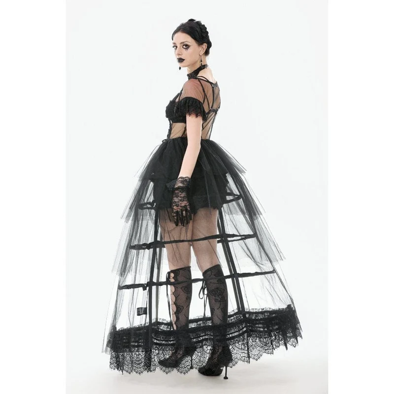 Gothic-Mehrschichtkleid aus transparentem Netzstoff für Damen