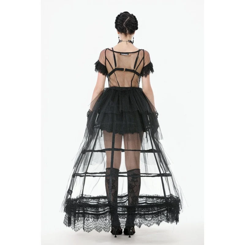 Gothic-Mehrschichtkleid aus transparentem Netzstoff für Damen