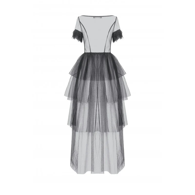Gothic-Mehrschichtkleid aus transparentem Netzstoff für Damen