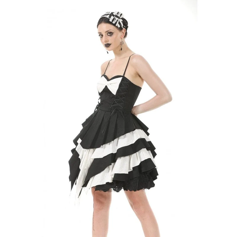 Gothic Lolita Slip-Kleid mit Schleife in Kontrastfarbe für Damen