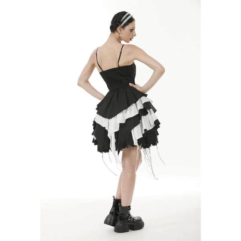 Gothic Lolita Slip-Kleid mit Schleife in Kontrastfarbe für Damen