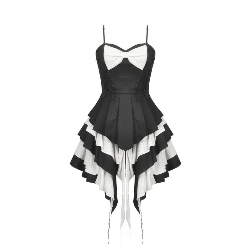 Gothic Lolita Slip-Kleid mit Schleife in Kontrastfarbe für Damen
