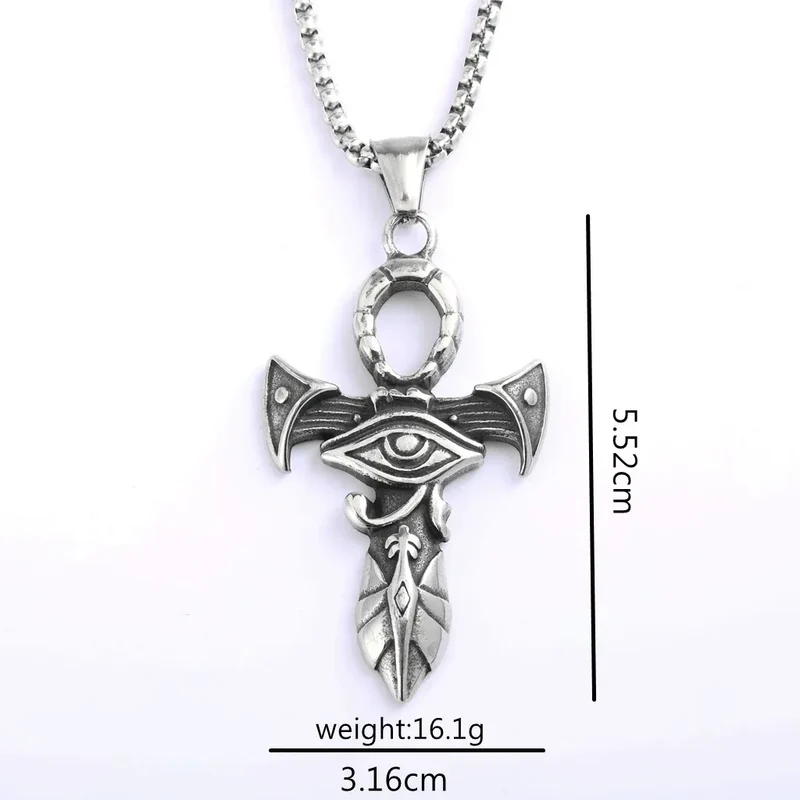 Punk-Halskette mit Horusauge und Ankh-Motiv für Herren