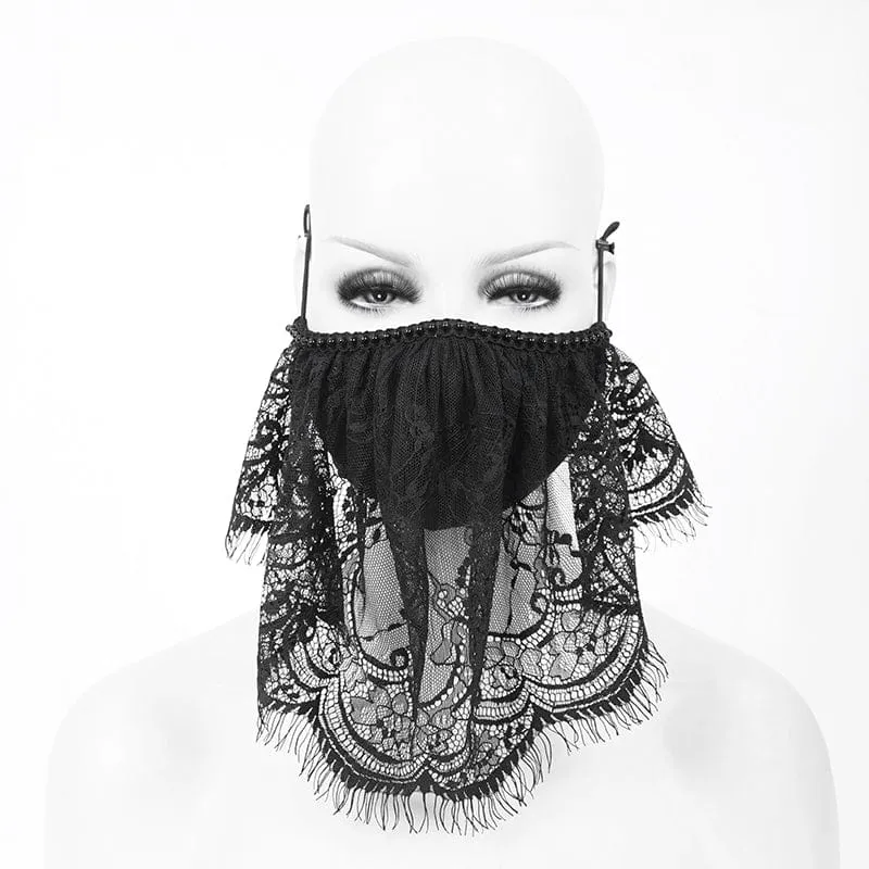 Gothic-Spitzenschleier für Damen mit Rosen- und Federaccessoire