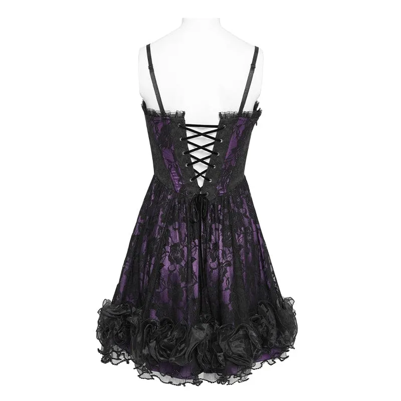 Gothic-Unterkleid für Damen mit Blumenmuster und Perlenbesatz