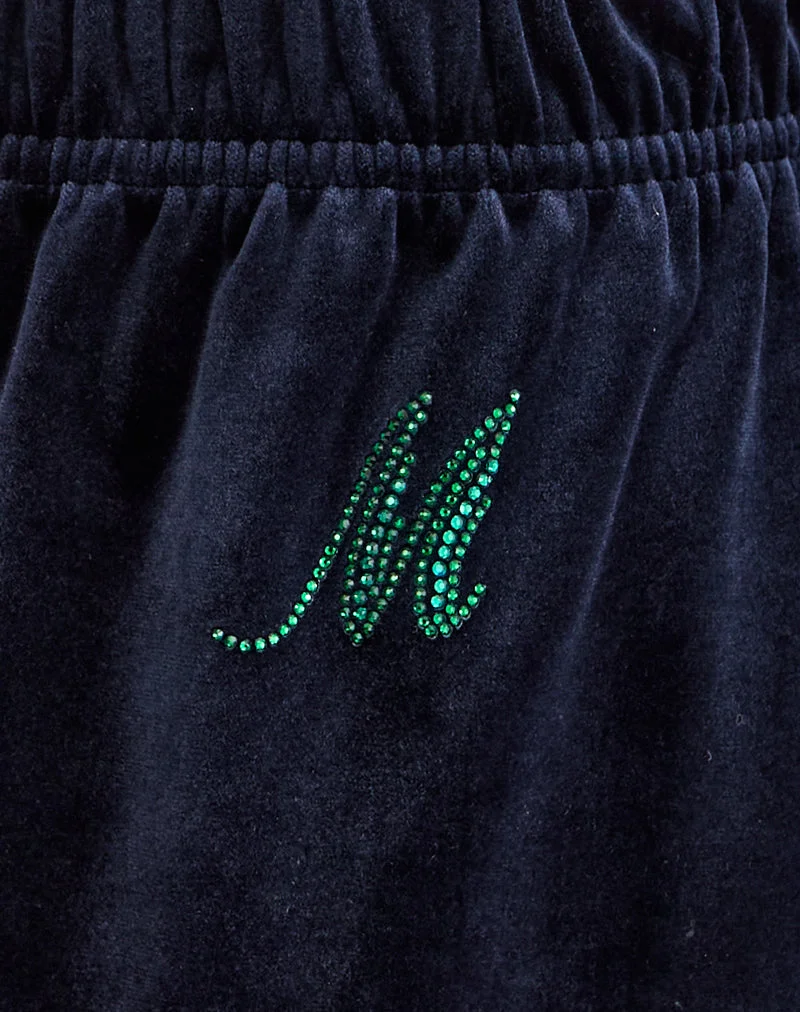 Glen Jogger aus Velours in Navy mit 'M'-Verzierung