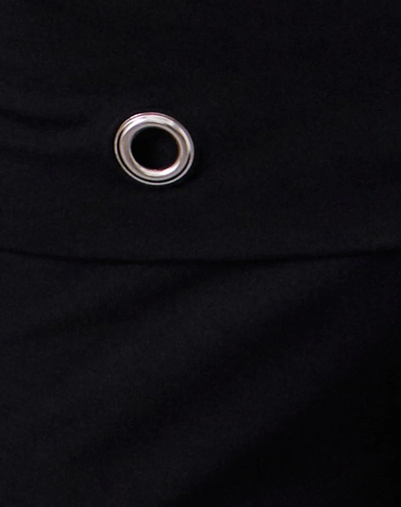 Travis Foldover-Hose in Schwarz mit Ösen