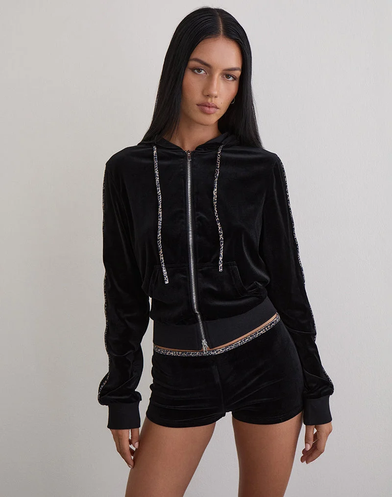Nakoa Waist Short in Schwarz mit Rar Leopard Bindung